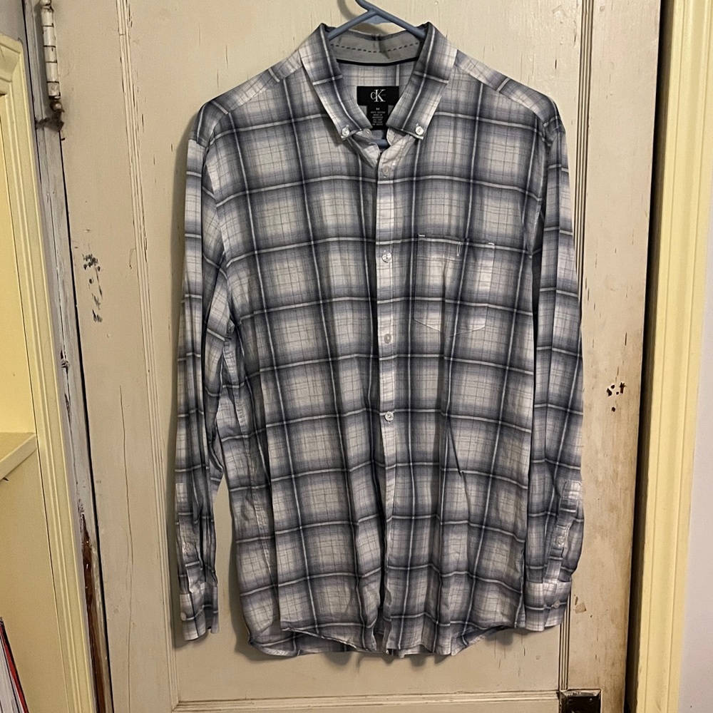Calvin Klein Men's Black and White Checkered Shirt